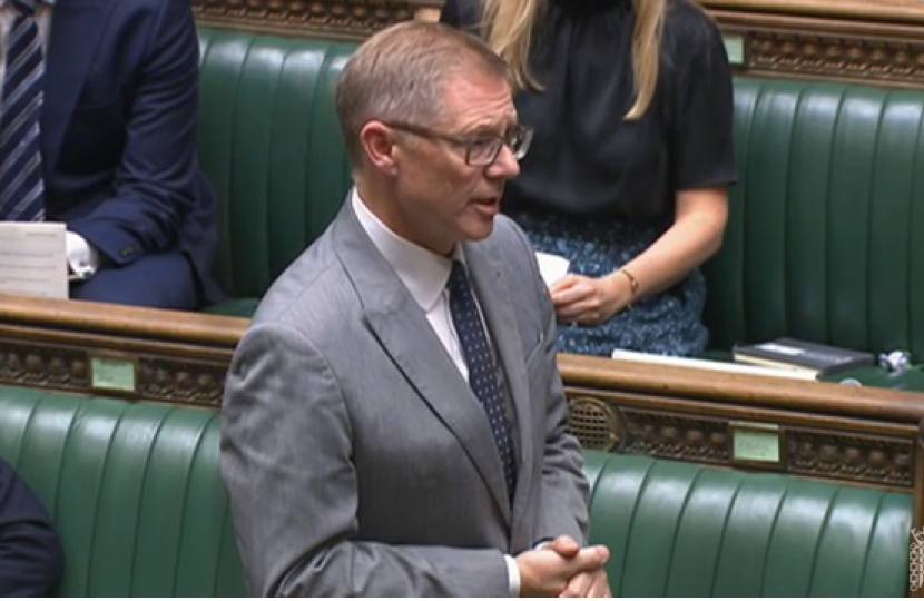David Morris MP in the Chamber asking the Chancellor a question about Eden Project Morecambe
