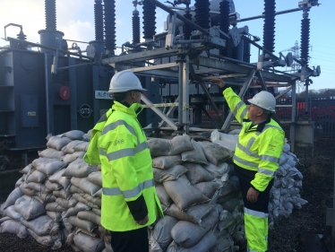 visiting the substation following flooding in Dec 15