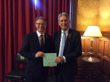 David Morris MP Thank you card to the Chancellor Eden 